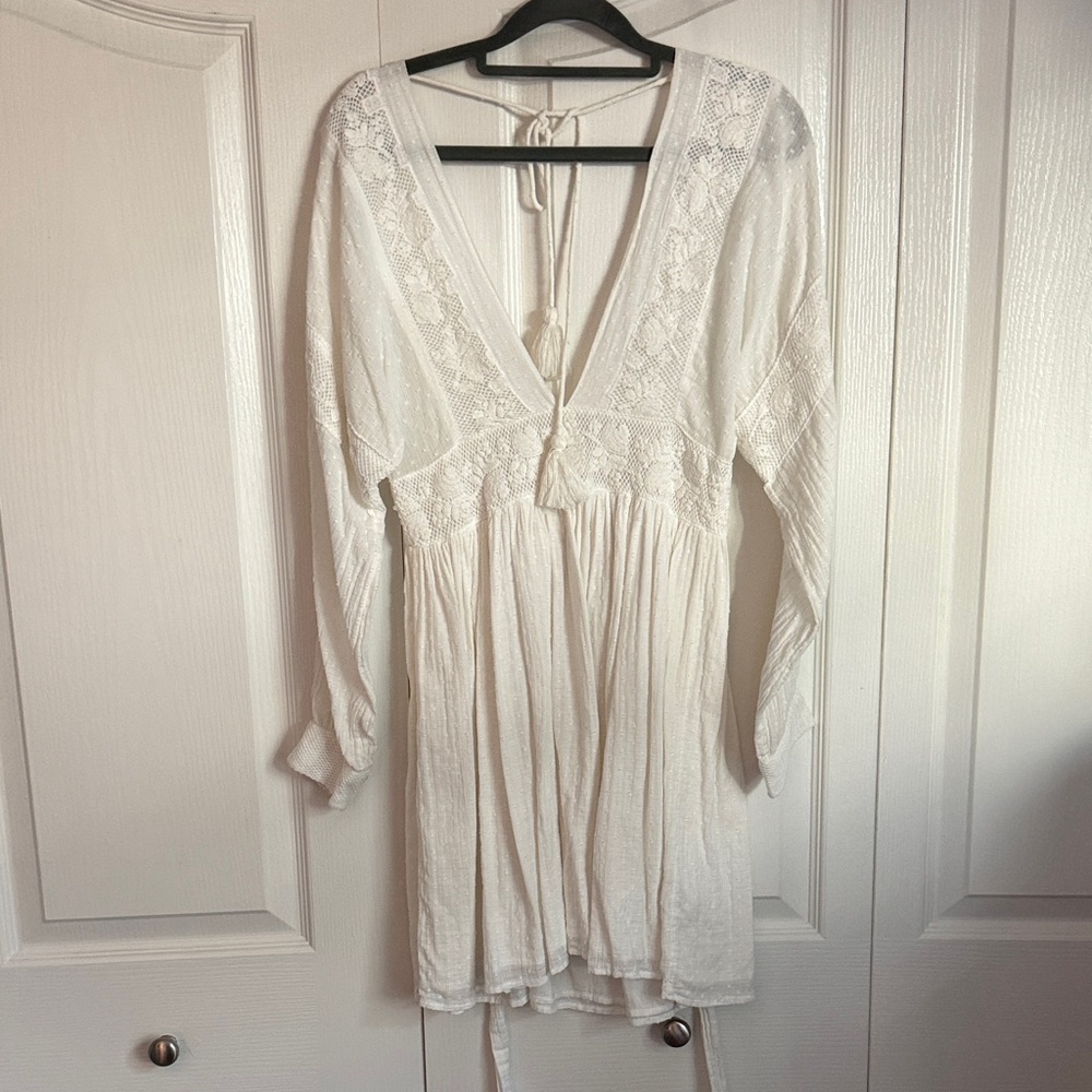 Free People Cream Textured Dress